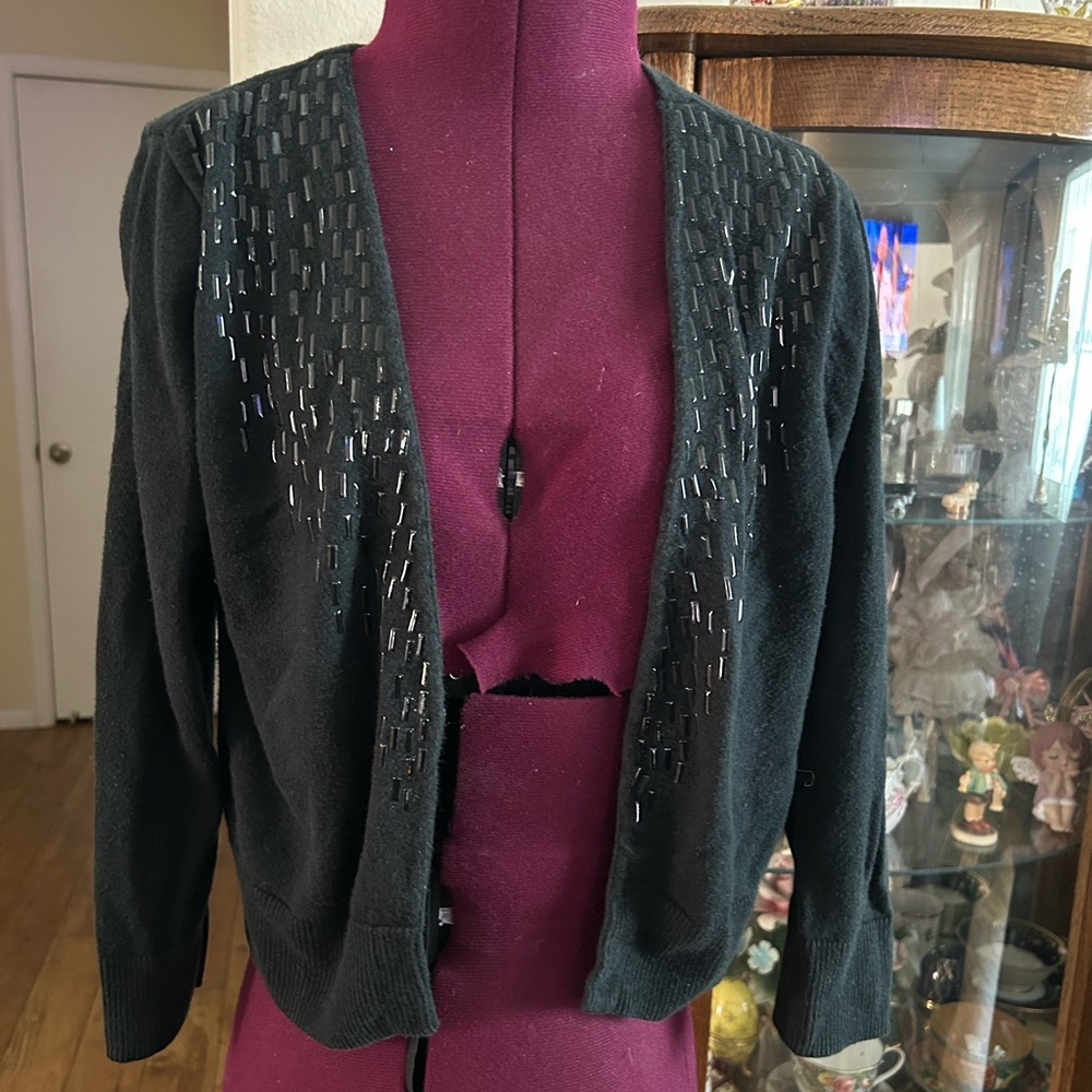 New York & Company Black Beaded Women's Sweater